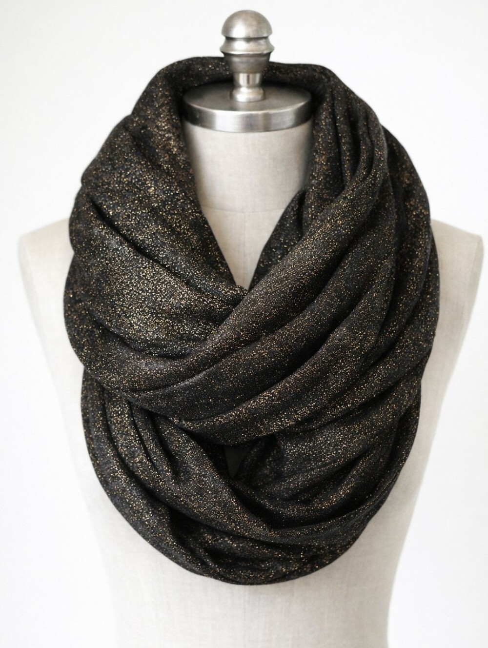 EXPRESS Metallic Infinity Scarf • Gold Black Silver Oversized Glam Wrap